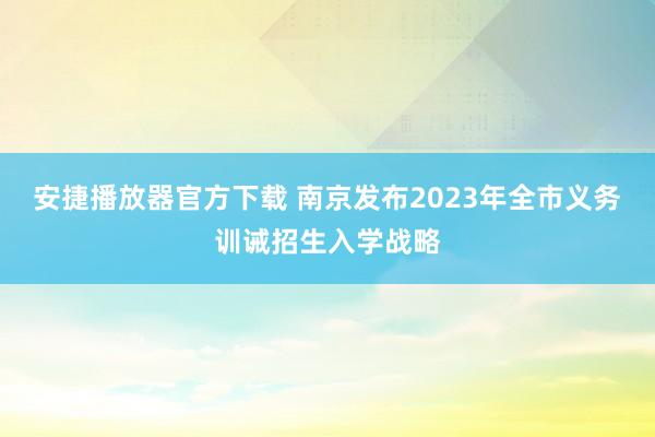 安捷播放器官方下载 南京发布2023年全市义务训诫招生入学战略